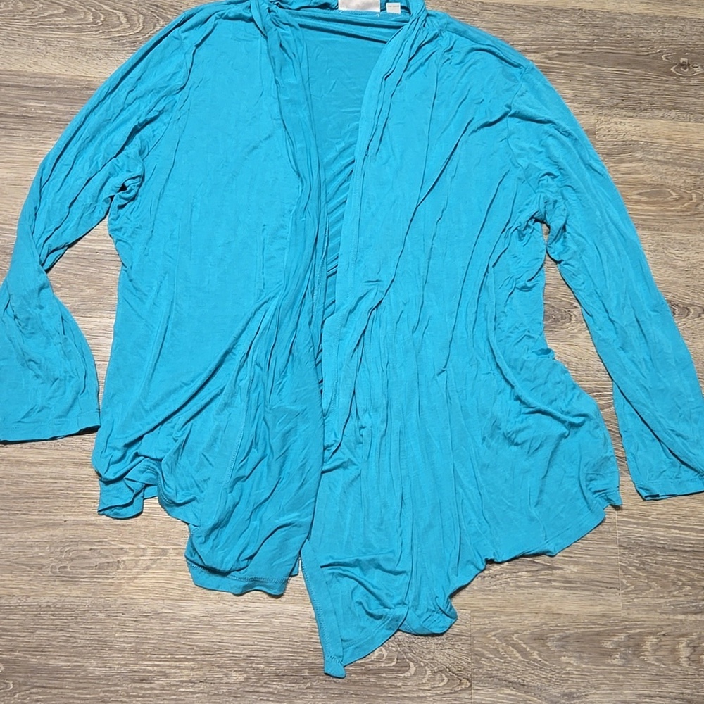 Avenue Turquoise Knit Waterfall Cardigan 22/24